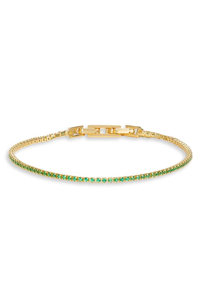 Nordstrom 1.5mm Cubic Zirconia Tennis Bracelet in Emerald- Gold Cover