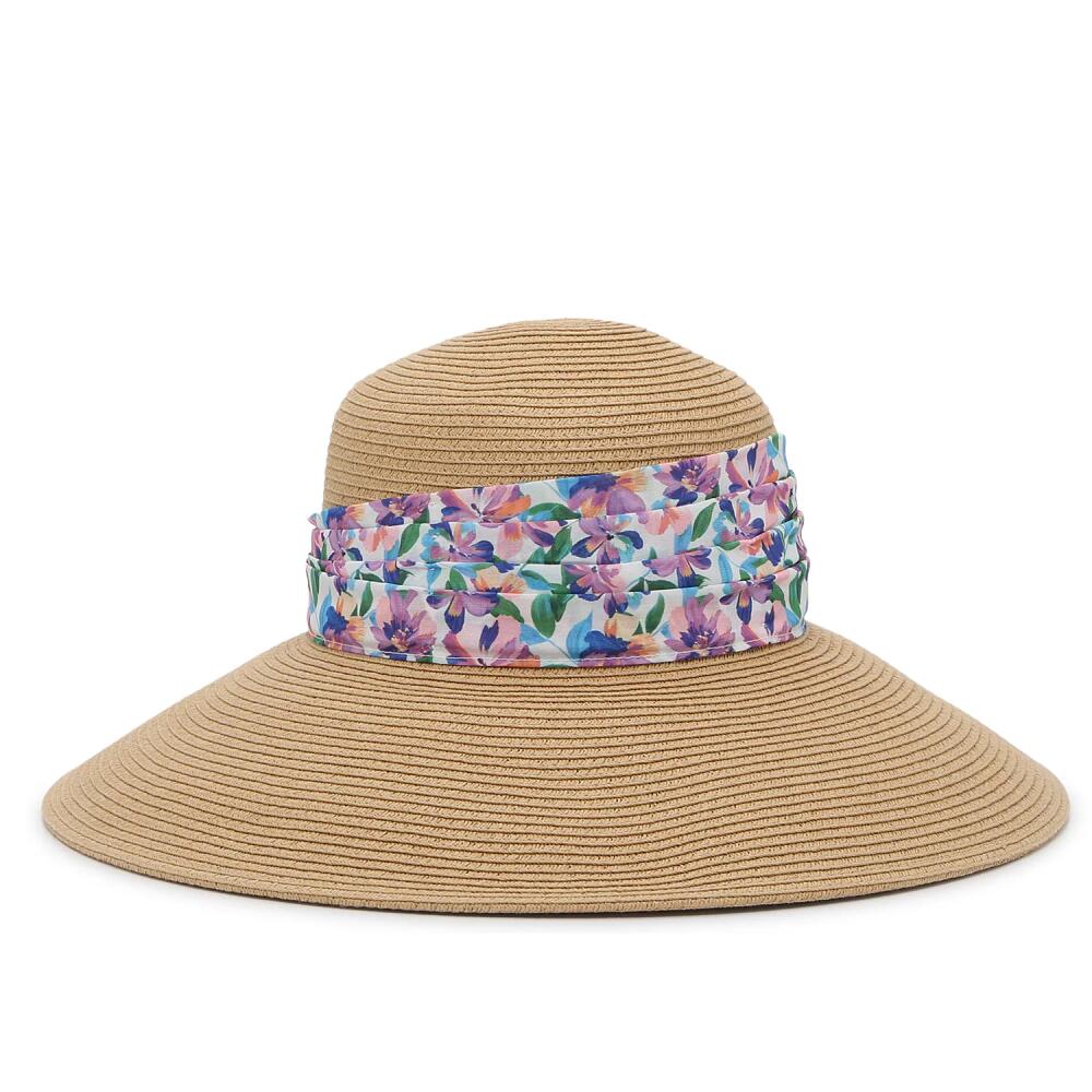 Kelly & Katie Ruched Floral Band Sun Hat | Women's | Tan Cover