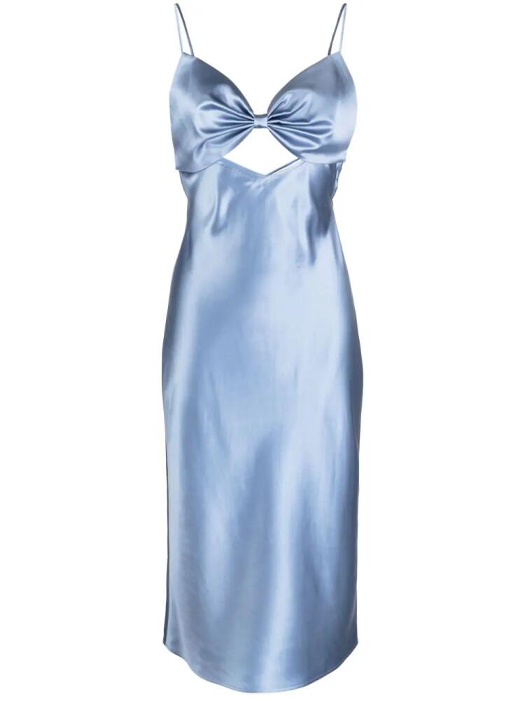 Fleur Du Mal bow-detailed silk midi dress - Blue Cover