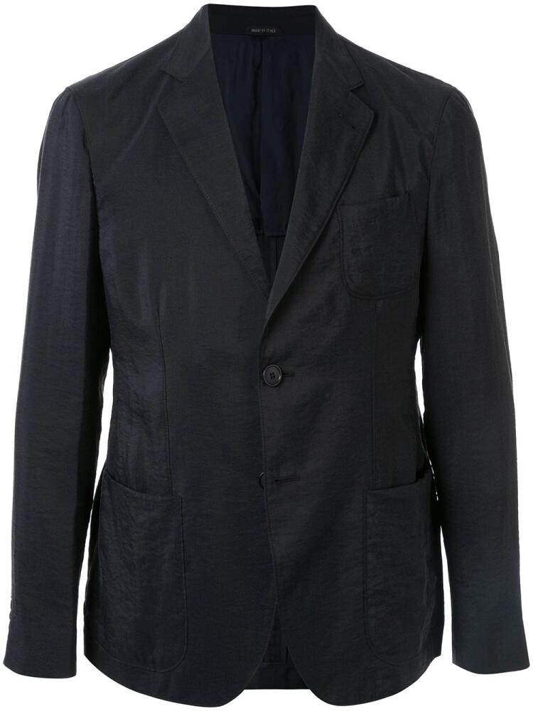 Giorgio Armani single-breasted regular-fit blazer - Blue Cover