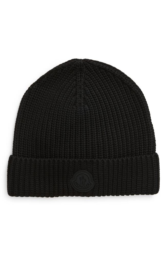 Moncler Cotton Shaker Stitch Beanie in Black Cover