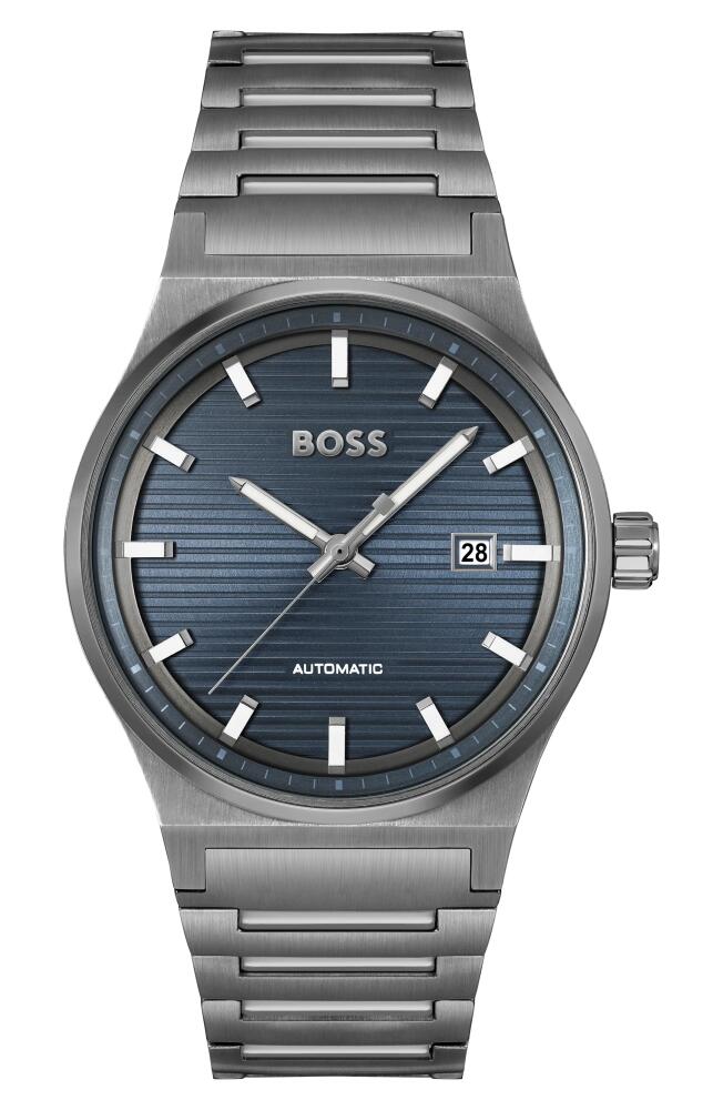 BOSS Candor Automatic Bracelet Watch in Blue Cover