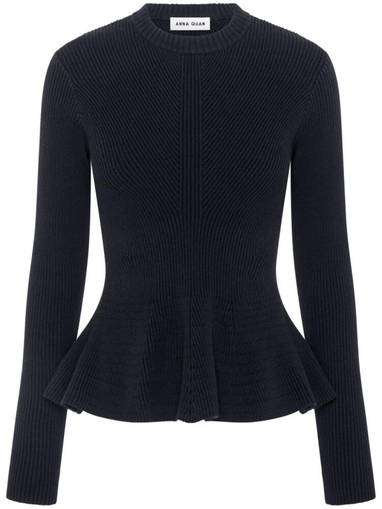 Anna Quan peplum hem ribbed knit top - Black Cover