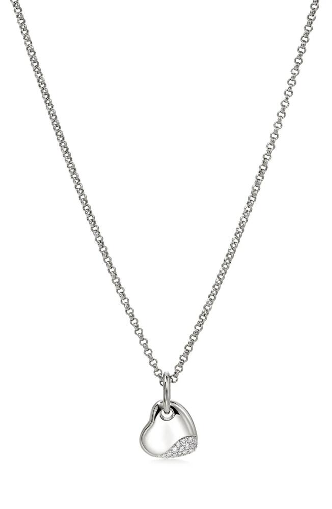 John Hardy Pebble Heart Pavé Diamond Short Pendant Necklace in Silver Cover