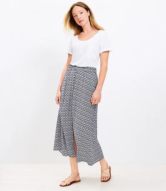 Loft Stamp Button Midi Skirt Cover