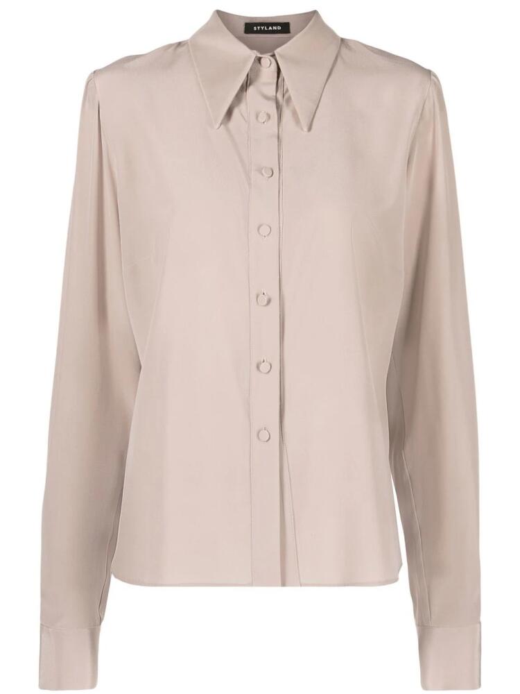 STYLAND long-sleeve silk shirt - Grey Cover