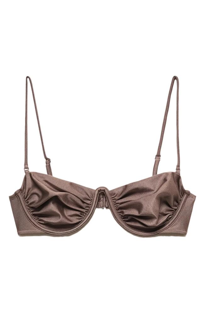 MANGO Shiny Underwire Bikini Top in Brown Cover