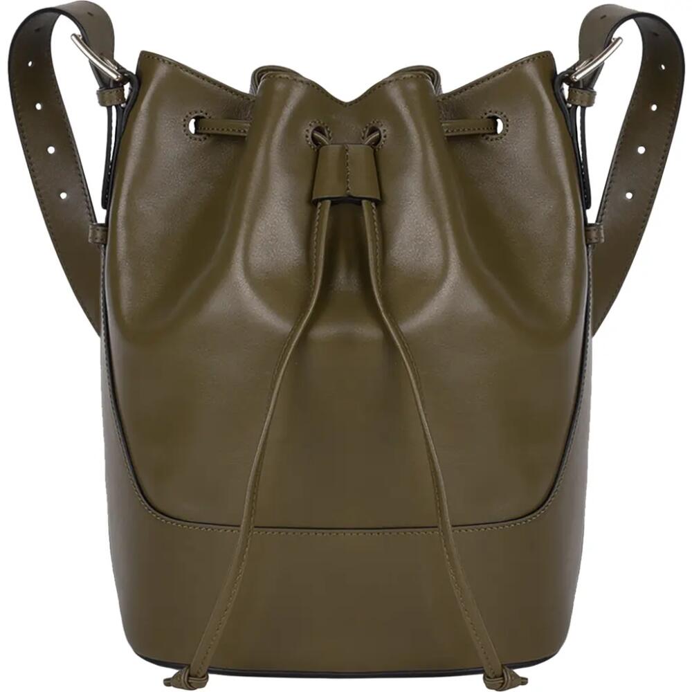 HYER GOODS Upcycled Leather Everyday Cinch Bucket Bag in Olive Cover