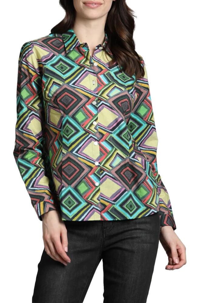 APNY Classic Button-Up Top in Turquoise Multi Cover