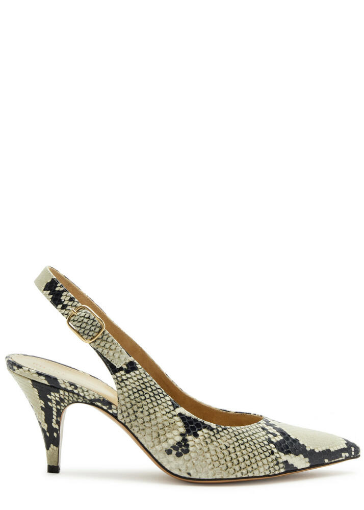 Khaite River 75 Python-effect Leather Slingback Pumps - Natural Cover