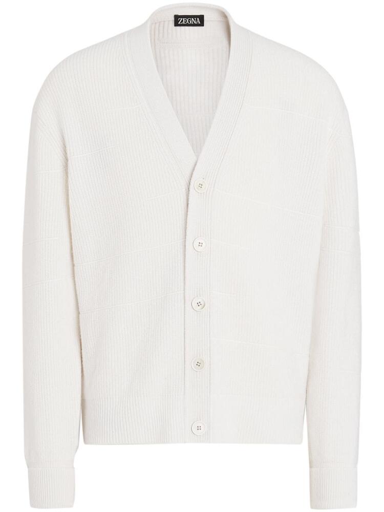 Zegna ribbed knit V-neck cardigan - White Cover