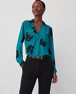 Ann Taylor Floral Camp Shirt Cover