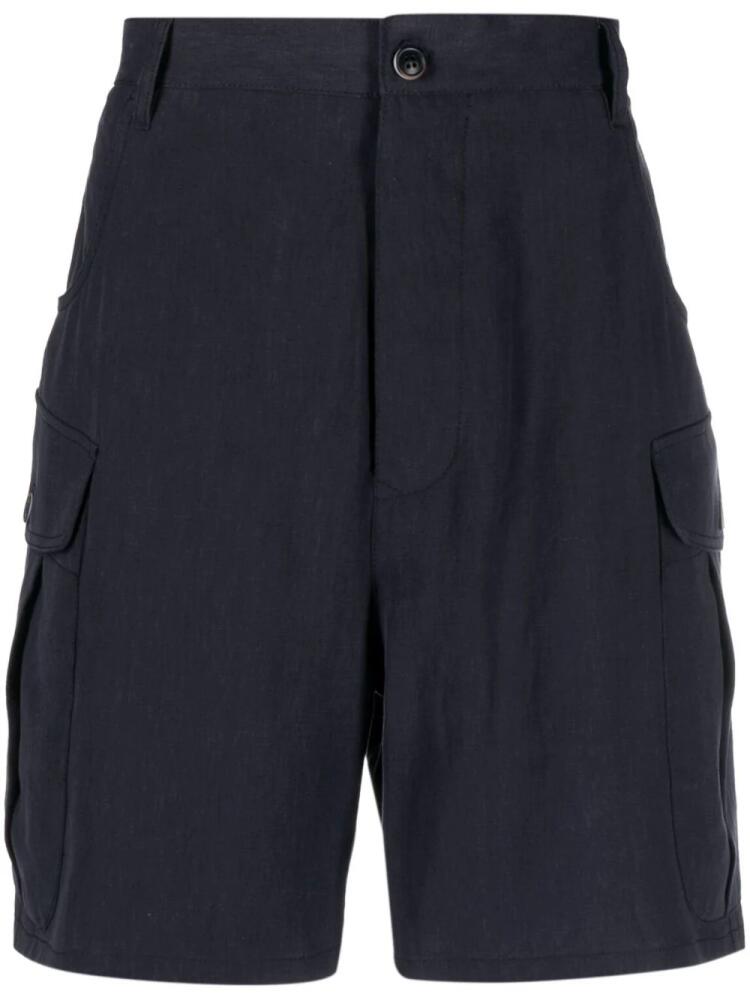 Giorgio Armani wide-leg linen cargo shorts - Blue Cover