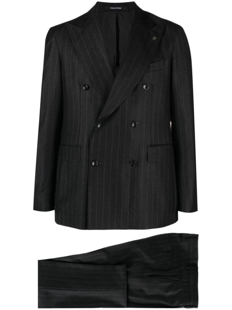 Tagliatore pinstriped virgin-wool suit - Black Cover