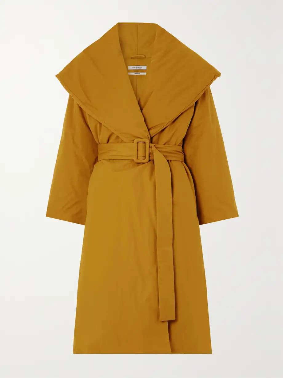 Another Tomorrow - + Net Sustain Belted Padded Organic Cotton Coat - Gold Cover