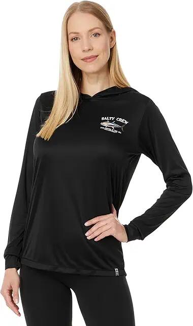 Salty Crew Big Blue Hooded Sunshirt (Black) Women's Clothing Cover