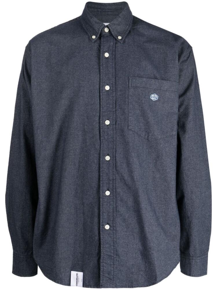 CHOCOOLATE logo-patch cotton shirt - Blue Cover