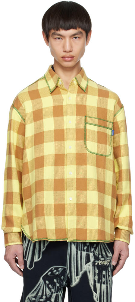 Awake NY Yellow & Brown Check Shirt Cover