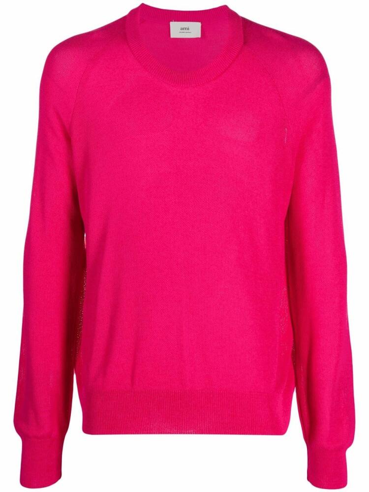 AMI Paris fine-knit raglan-sleeve jumper - Pink Cover