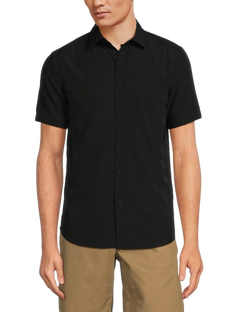 Kenneth Cole Men's Short Sleeve Button Down Shirt - Black Cover