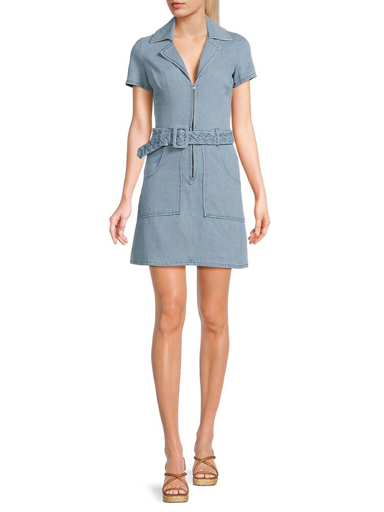 Lea & Viola Women's Belted Sheath Mini Denim Dress - Medium Wash Cover