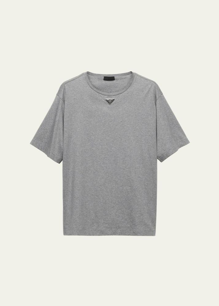 Prada Men's Jersey Triangle Logo T-Shirt Cover