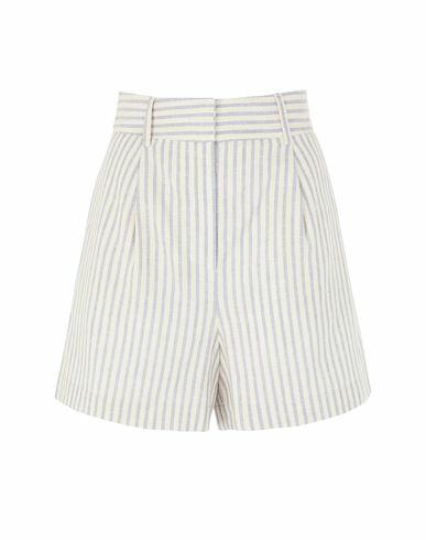 8 By Yoox Striped Linen High-waist Pleated Short Woman Shorts & Bermuda Shorts Ivory Viscose, Linen Cover