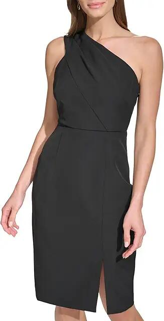 Vince Camuto One Shoulder Stretch Crepe Bodycon Dress (Black) Women's Dress Cover