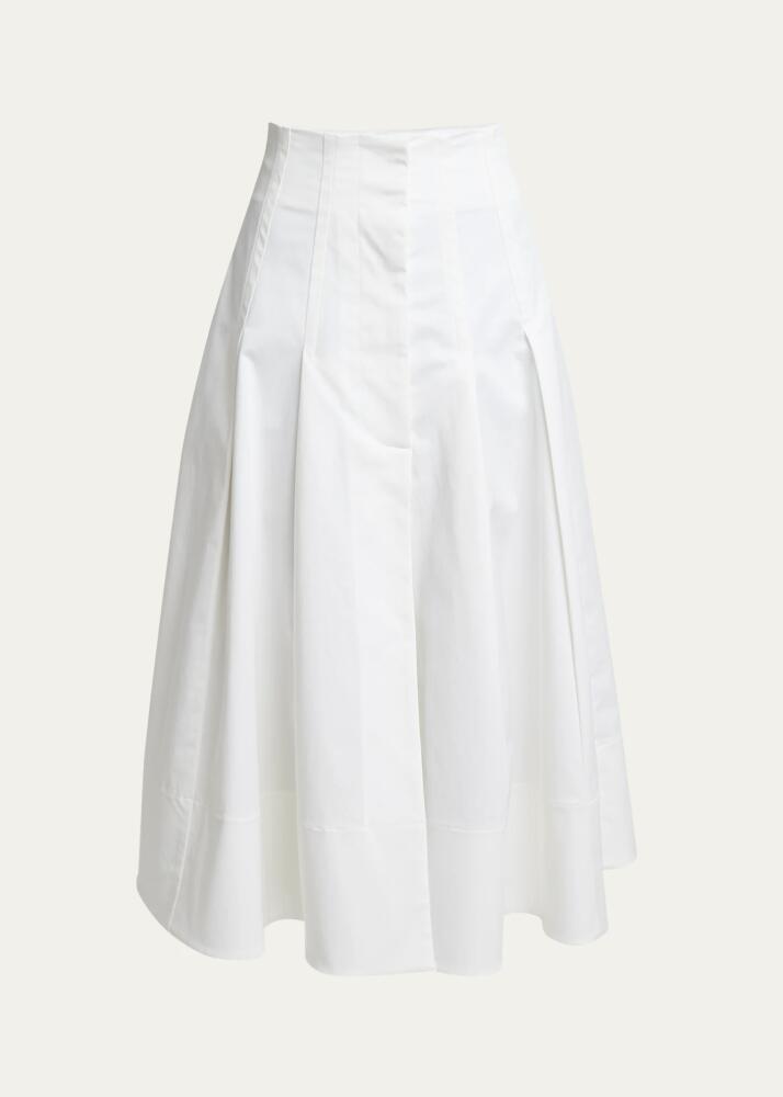 Proenza Schouler Moore Pleated Organic Cotton Twill Suiting Midi Skirt Cover