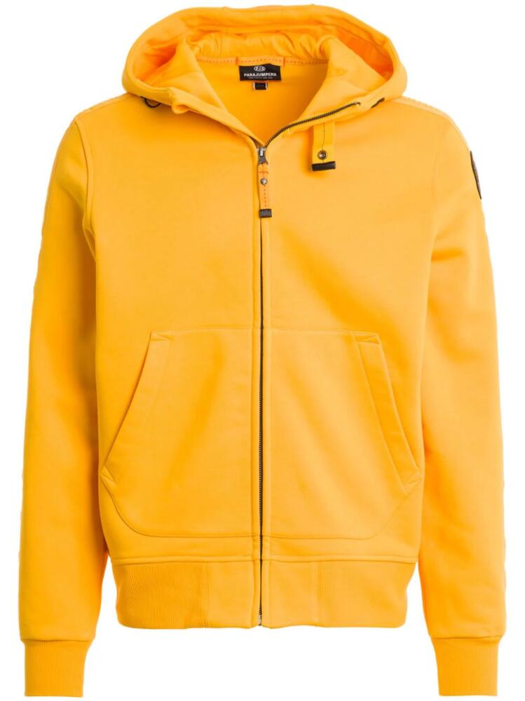 Parajumpers logo-patch zip-up hoodie - Yellow Cover