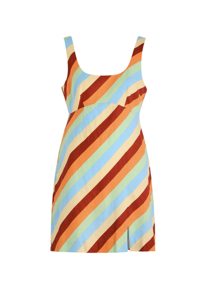 Kitri Connie Striped Linen-blend Mini Dress - Multicoloured Cover