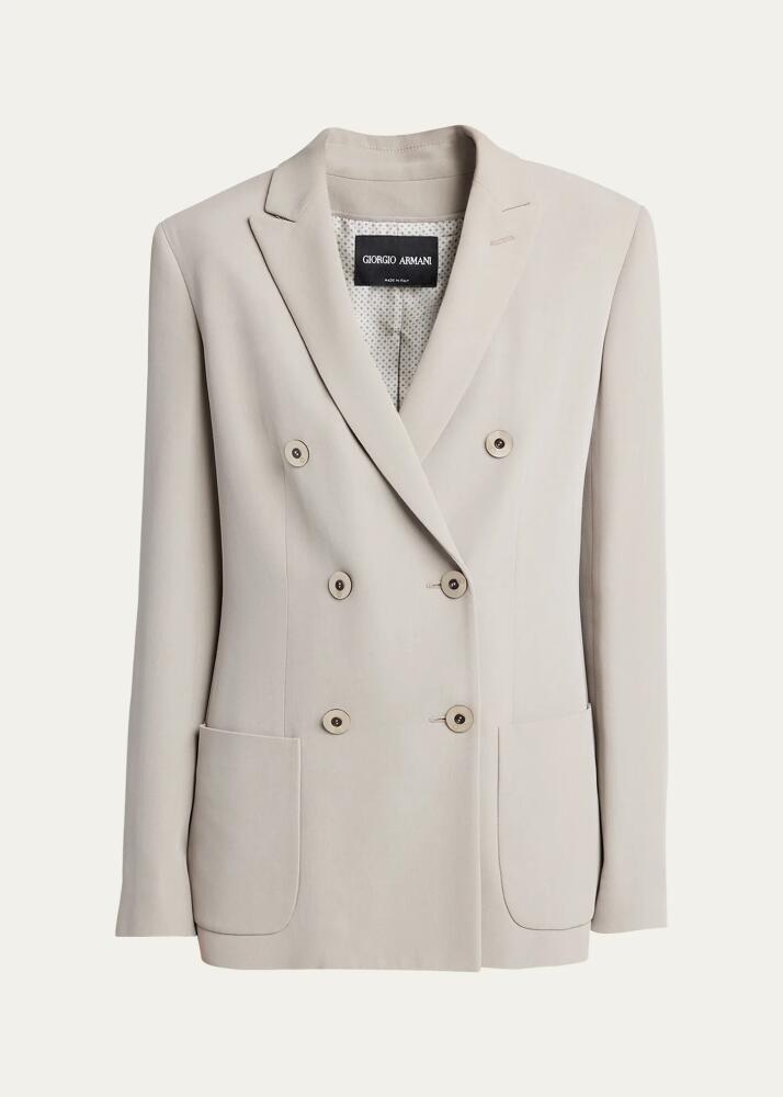 Giorgio Armani Washed Silk Double-Breasted Blazer Jacket Cover