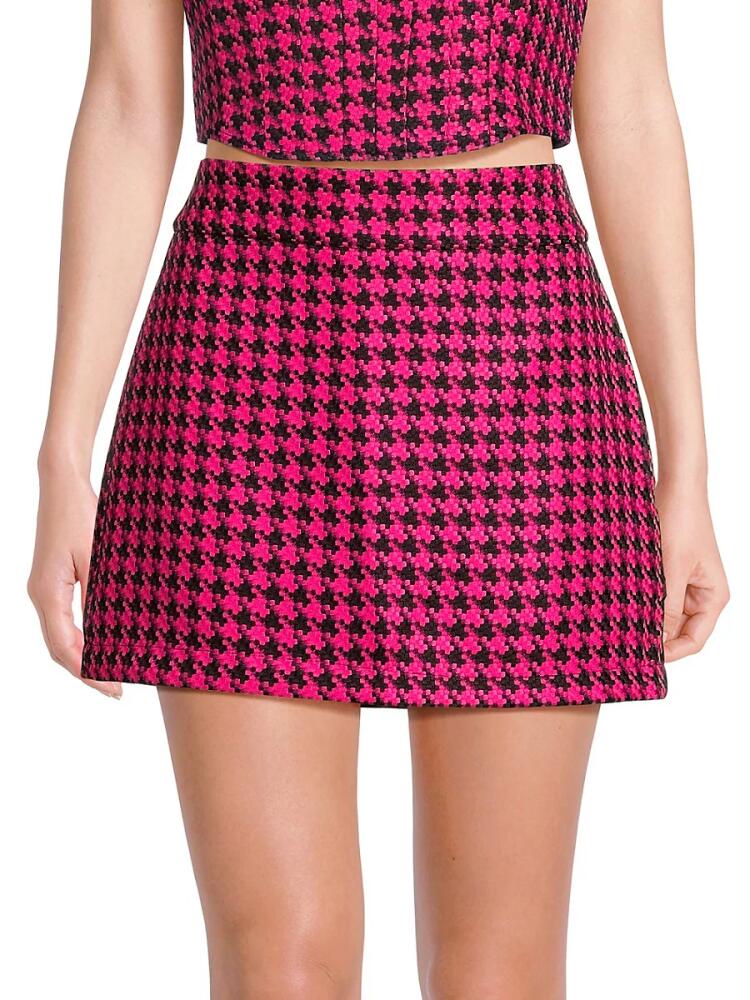 Walter Baker Women's Daria Houndstooth Mini Skirt - Pink Black Cover