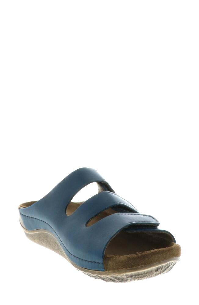 Wolky Nomad Slide Sandal in Blue Leather Cover