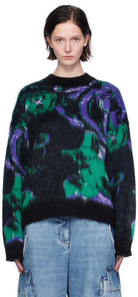 MSGM Black & Green Graphic Sweater Cover