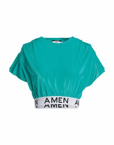 Amen Woman T-shirt Emerald green Polyamide, Elastane, Polyester Cover