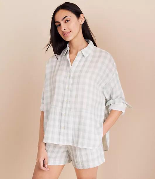 Loft Lou & Grey Gingham Triple Cloth Shirt Cover