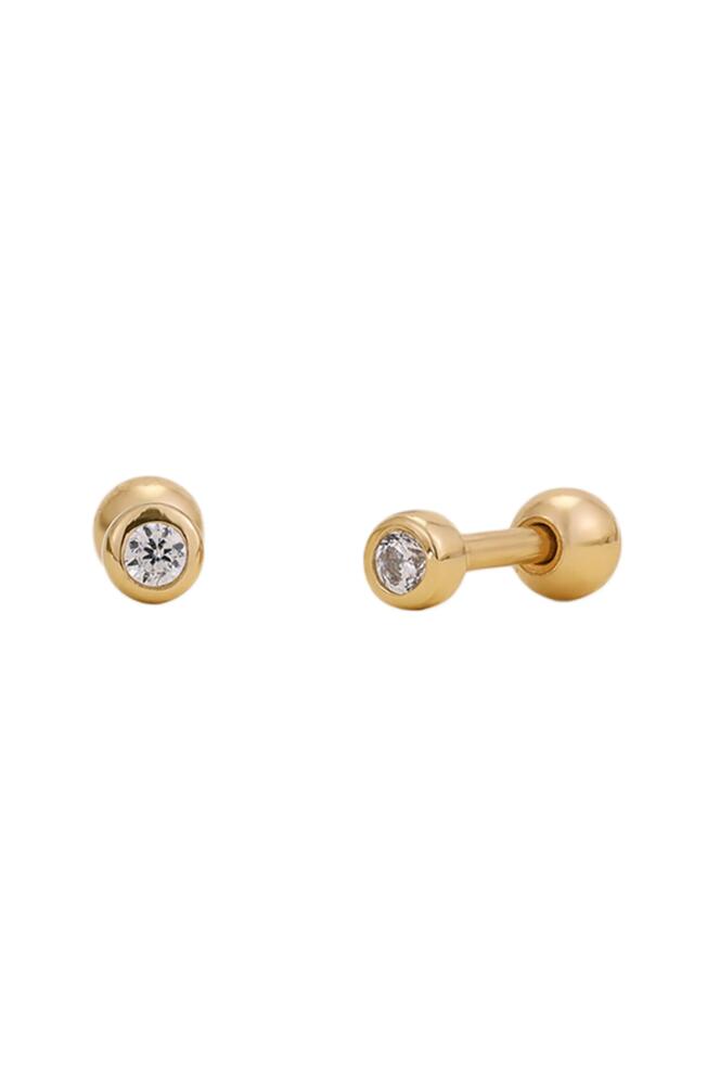 MADE BY MARY Live In Bezel Cubic Zirconia Stud Earrings in Gold Cover