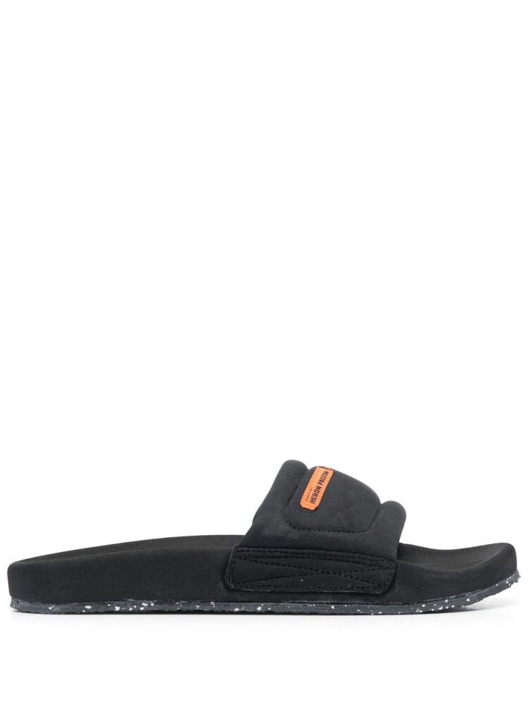 Heron Preston logo-patch slip-on slides - Black Cover