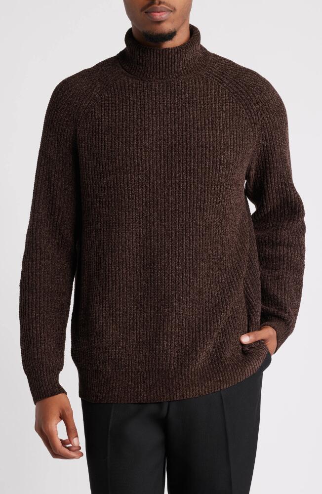 Open Edit Chenille Turtleneck Sweater in Brown Bean Cover