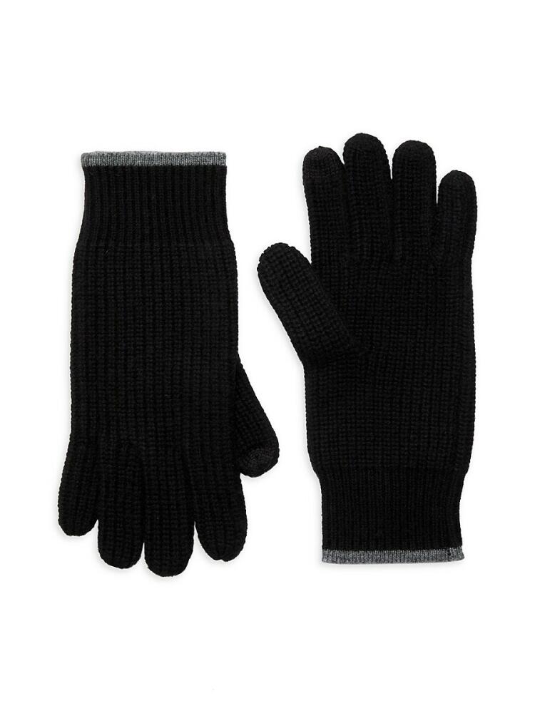 Saks Fifth Avenue Men's Ribbed Wool & Cashmere Gloves - Grey Cover