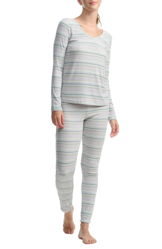 Splendid Long Sleeve Rib Pajamas in Winter Ret Stripe Cover