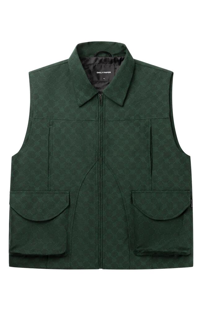 DAILY PAPER Benji Monogram Zip Vest in Pine Green Cover