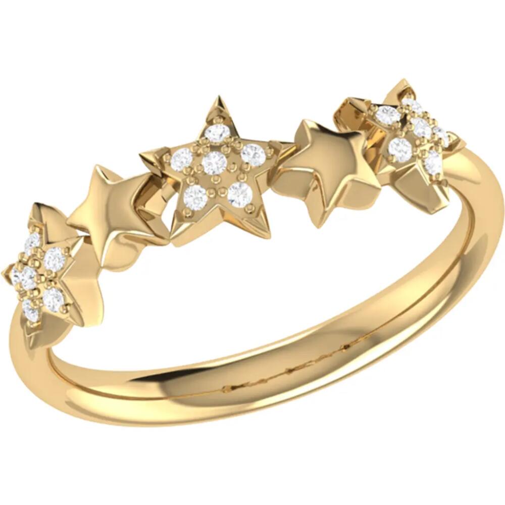 LuvMyJewelry Sparkling Starry Lane Sterling Silver Diamond Ring in 14Kt Gold Vermeil On Sterling Cover