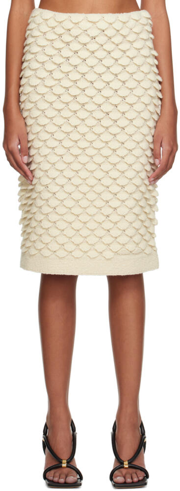 Bottega Veneta Off-White Fish Scale Midi Skirt Cover