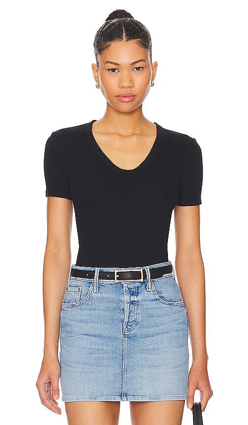 perfectwhitetee Short Sleeve Rib U Neck in Black Cover