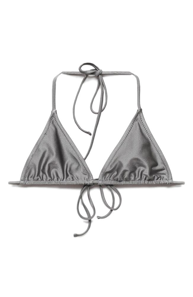 MANGO Metallic Triangle Bikini Top in Grey Cover