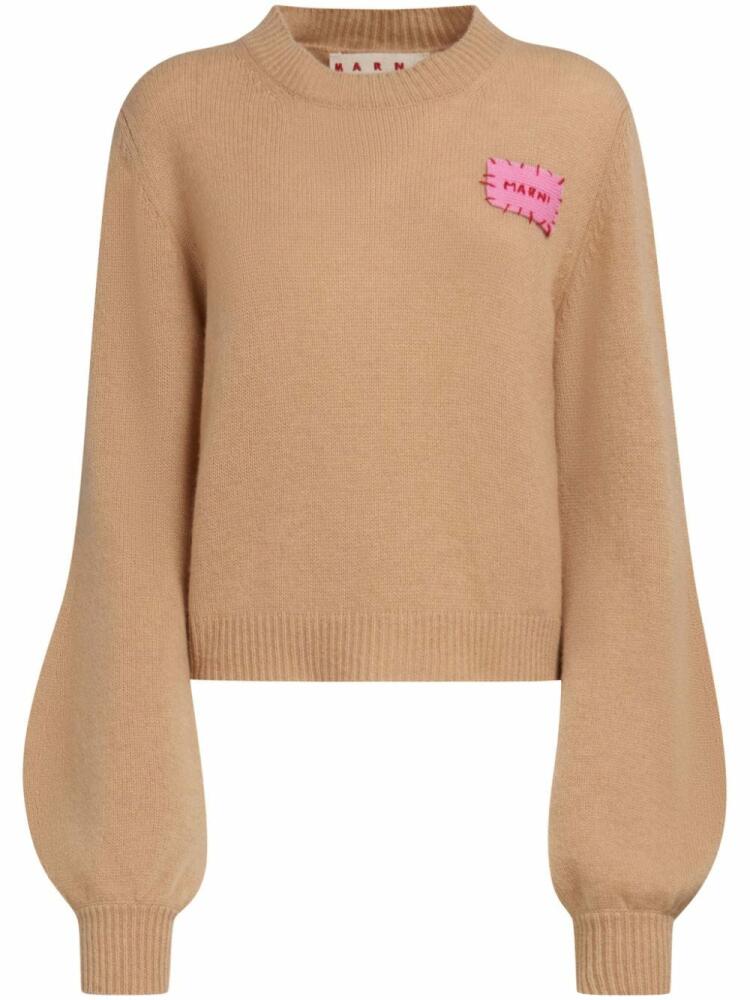 Marni logo-patch cashmere jumper - Brown Cover