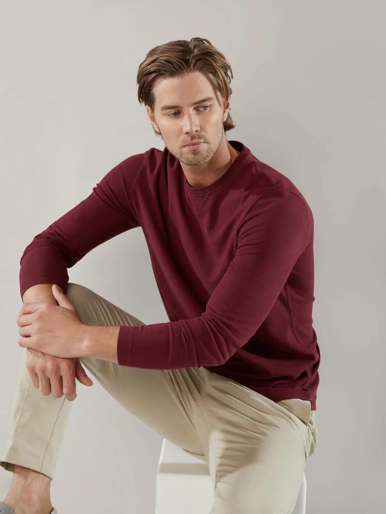 Robert Talbott Kelly Long Sleeve Cotton Crepe Tee in Burgundy Cover