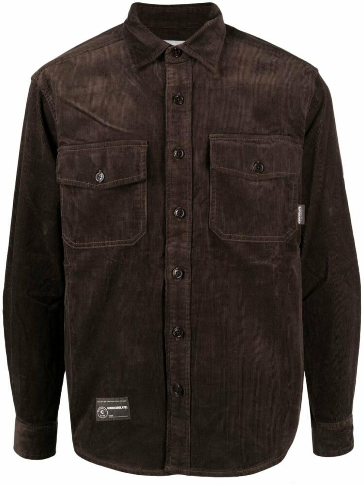 CHOCOOLATE logo-patch corduroy shirt - Brown Cover